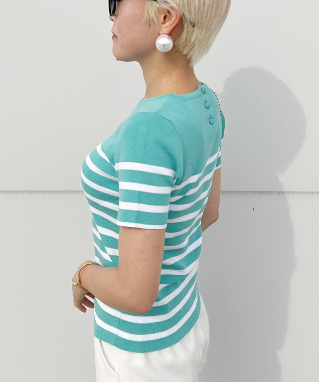 くるみボタン カラーボーダーニット｜JENNE(ジェンヌ)公式通販：パリ