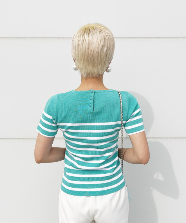 くるみボタン カラーボーダーニット｜JENNE(ジェンヌ)公式通販：パリ