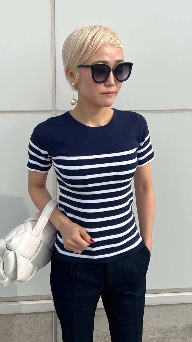 くるみボタン カラーボーダーニット｜JENNE(ジェンヌ)公式通販