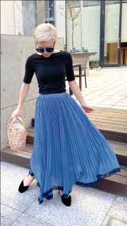 バイカラープリーツスカート_c20ss-sk51c