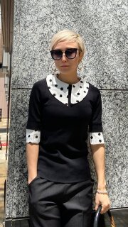 モード付け襟サマーニット