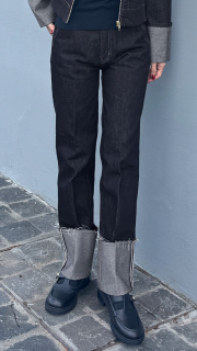 美脚ロールアップデニムパンツ