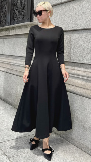 フレンチ美シルエットとろみスリーブワンピース