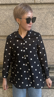 【先行予約】日本製ラグジュアリードットブラウス（北陸生産生地）・ブラック【発送予定：2月中旬】