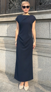 【再予約】ドレープカットストレッチワンピース【発送予定：5月下旬】