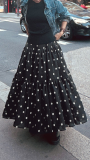 【再予約】ラグジュアリードットタックスカート・ブラック（北陸生産生地）【発送予定：5月下旬】