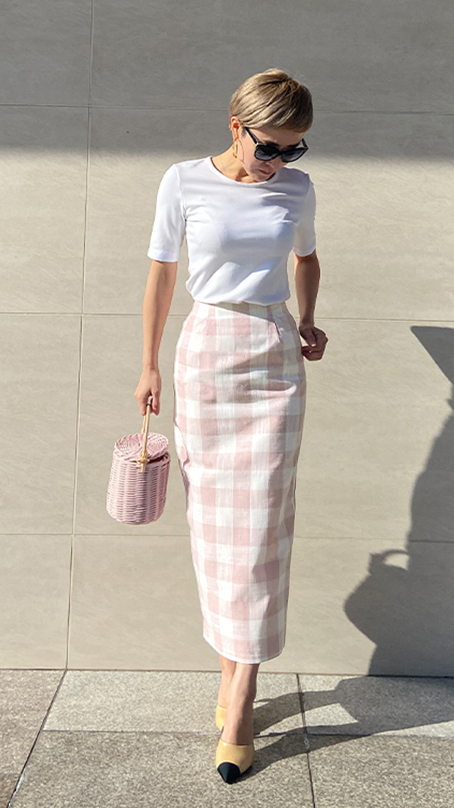 リネン混チェックペンシルスカート Jenne ジェンヌ 公式通販 パリジェンヌのように凛としたファッションを