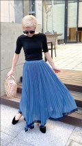バイカラープリーツスカート_c20ss-sk51c