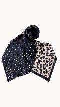 日本製ドットレオパード剣先スカーフ