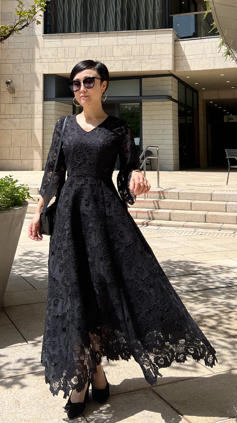 総レース8分フレア袖ワンピース｜JENNE(ジェンヌ)公式通販：パリ  