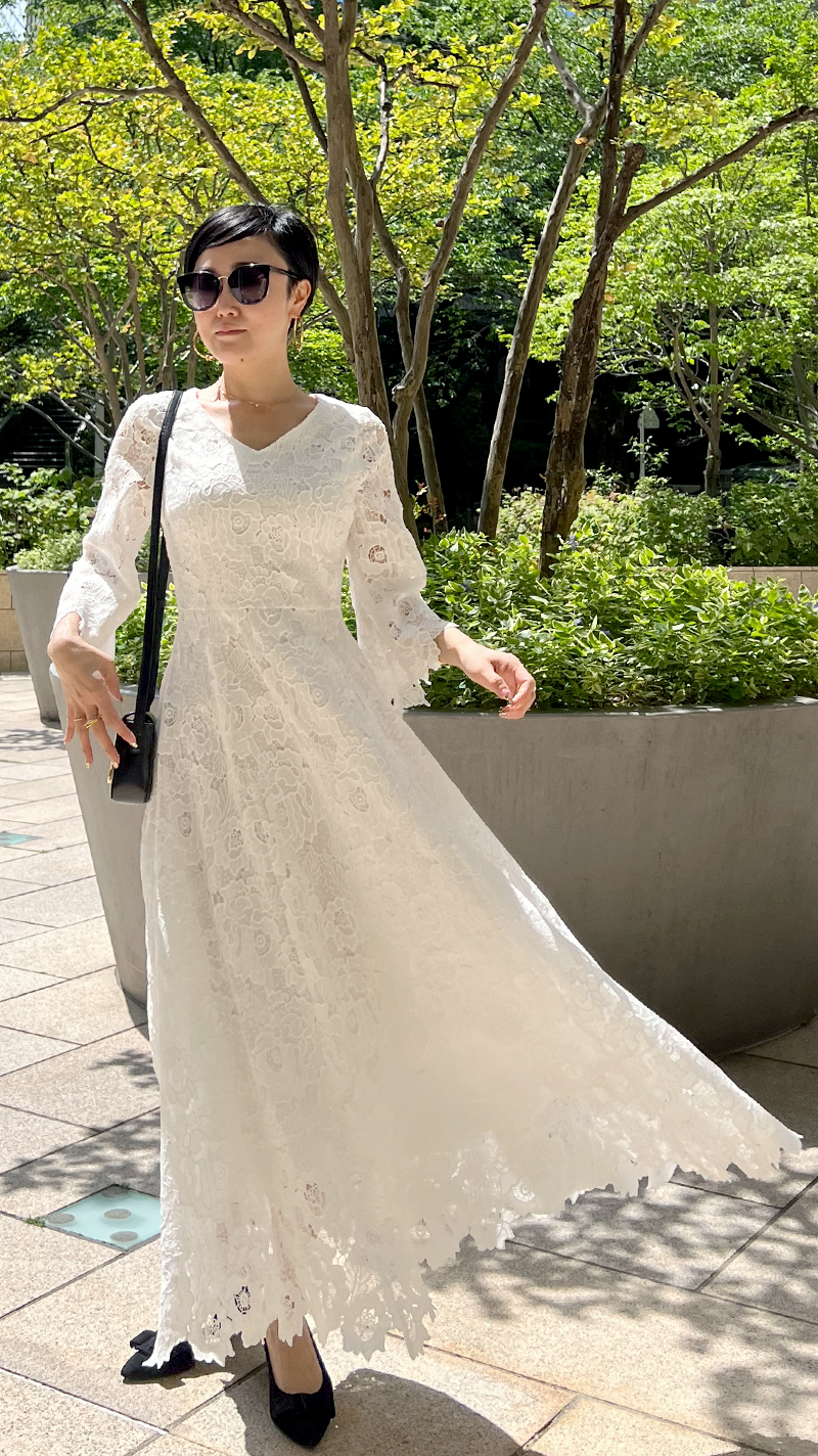 総レース8分フレア袖ワンピース｜JENNE(ジェンヌ)公式通販：パリ  