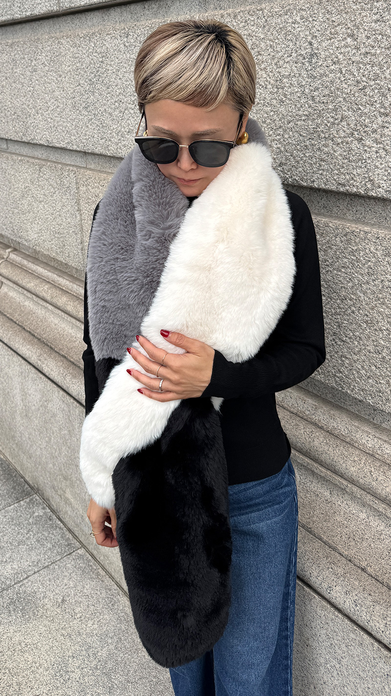 エコファーカラーブロックマフラー