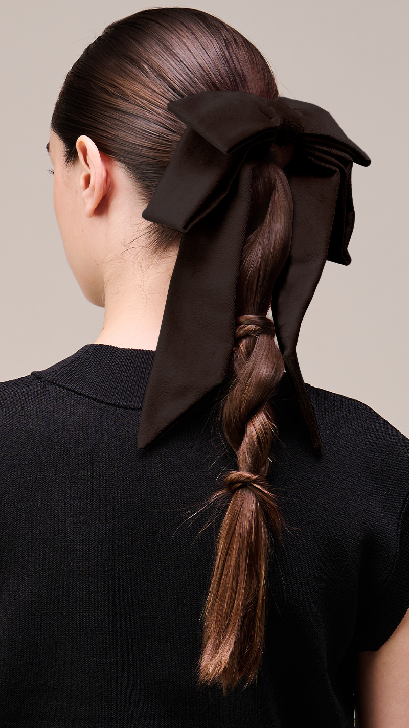 日本製別珍リボンヘアーゴム