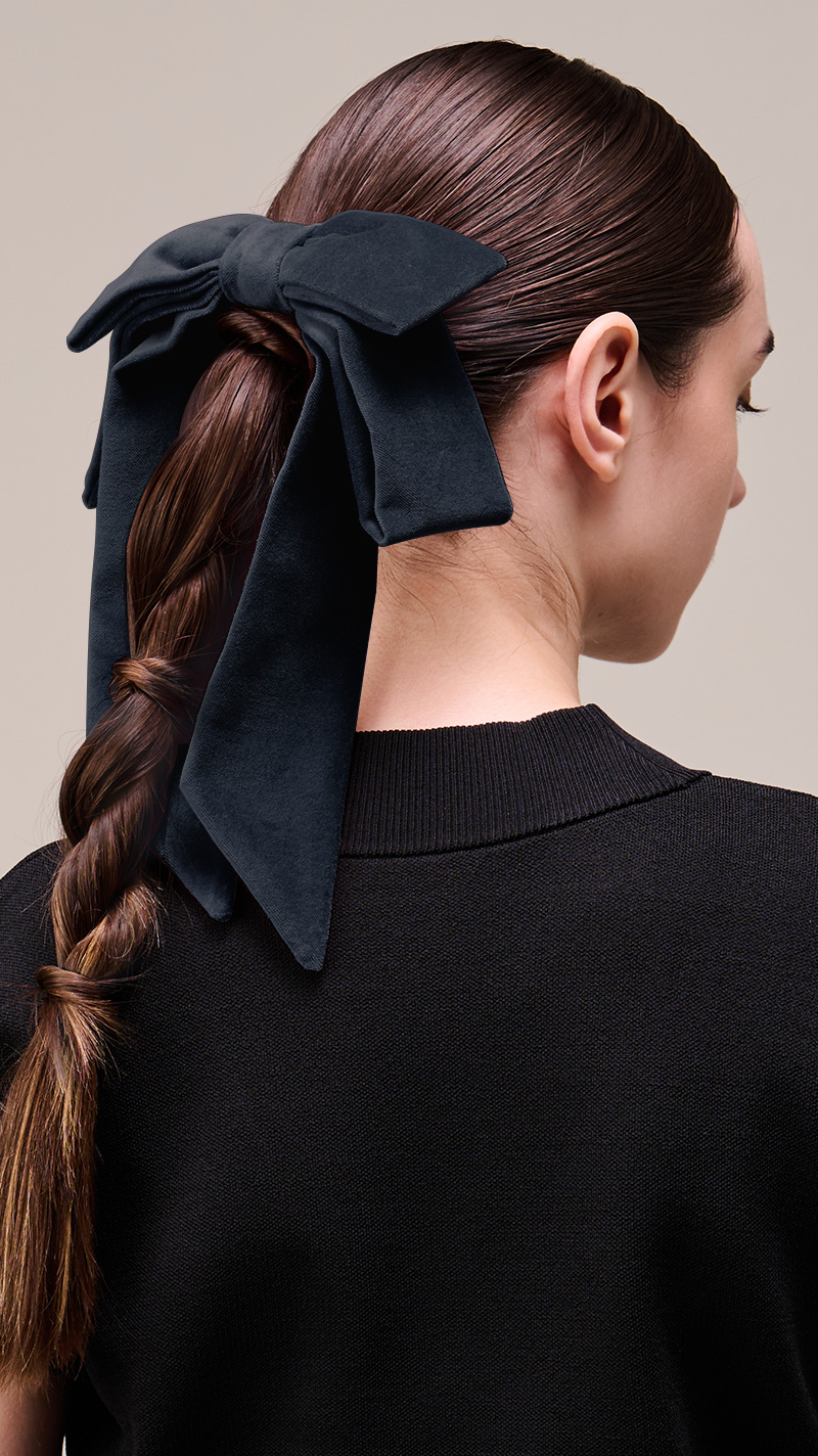 日本製別珍リボンヘアーゴム