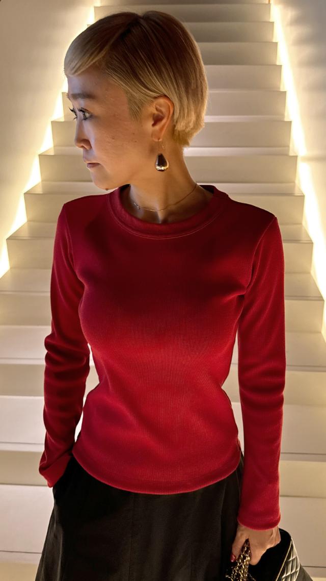 日本製長袖リブトップス