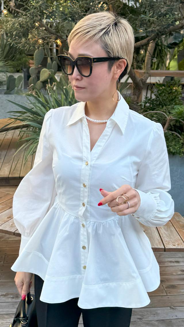 大人ペプラムボリュームブラウス