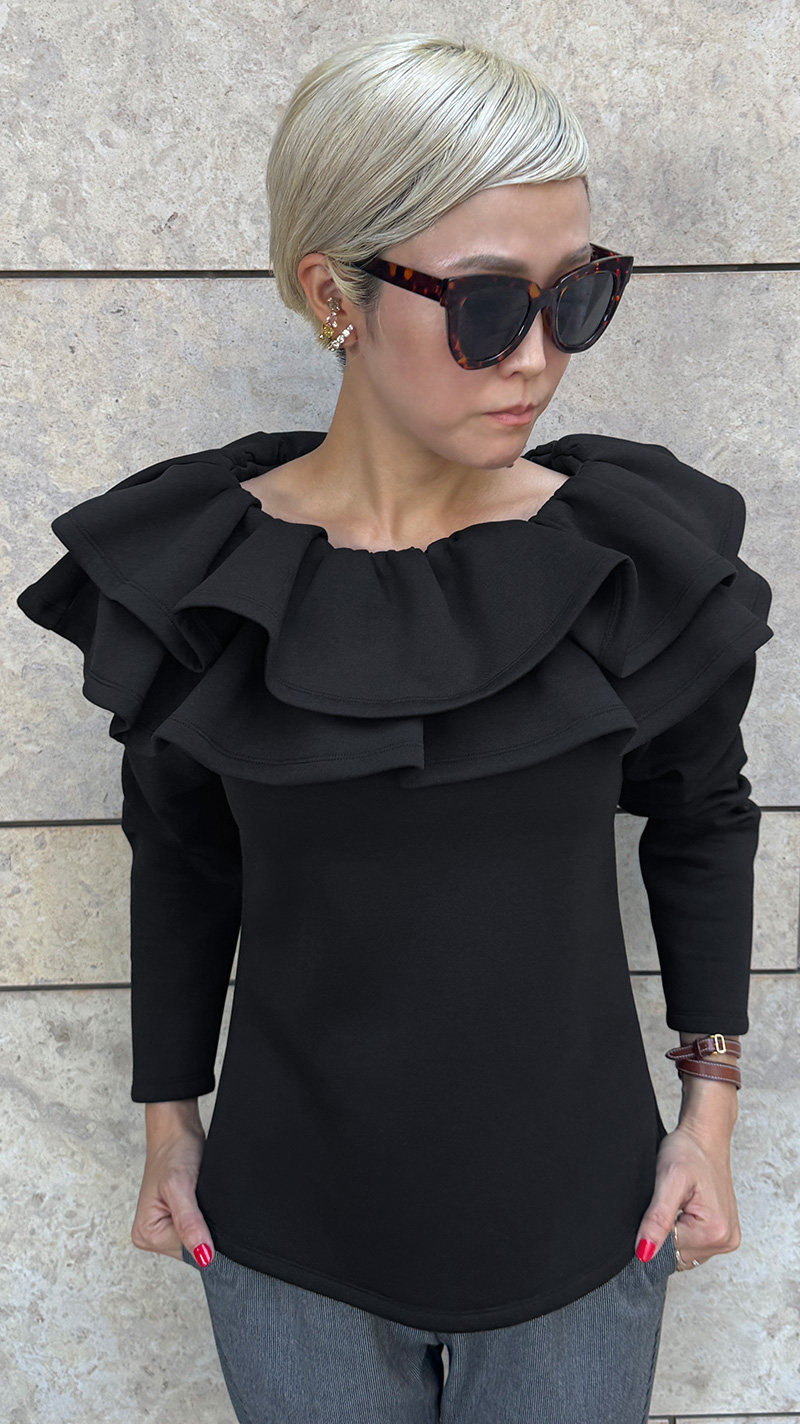 日本製ギャザーフリルトレーナー