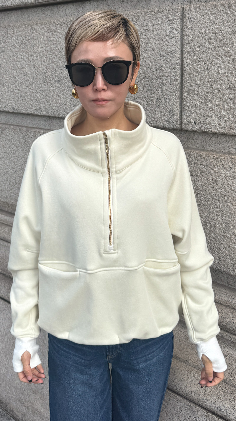 日本製裏起毛スタンドトップス（保温性機能生地）