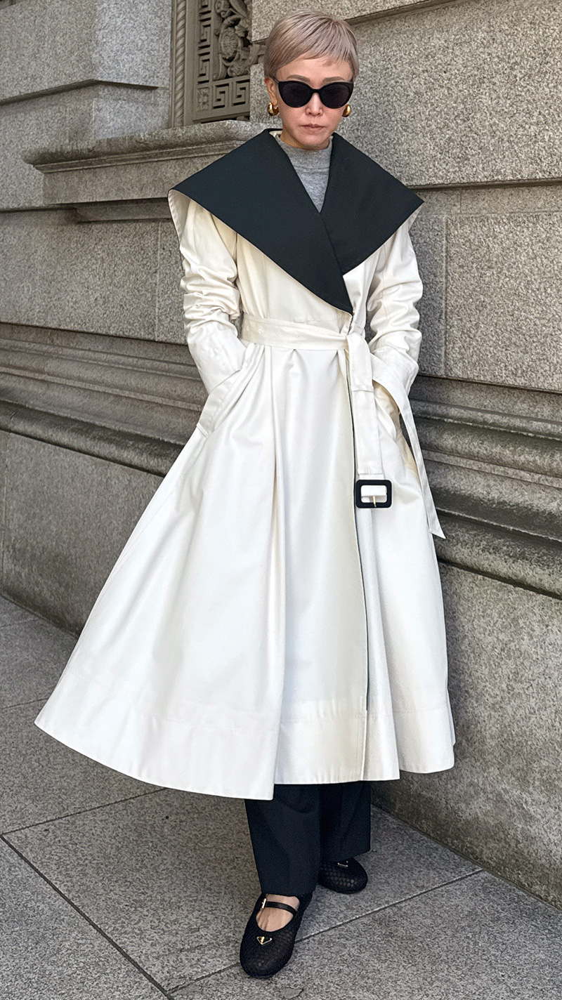 ２wayバイカラーフレアトレンチ（花粉防止・撥水）