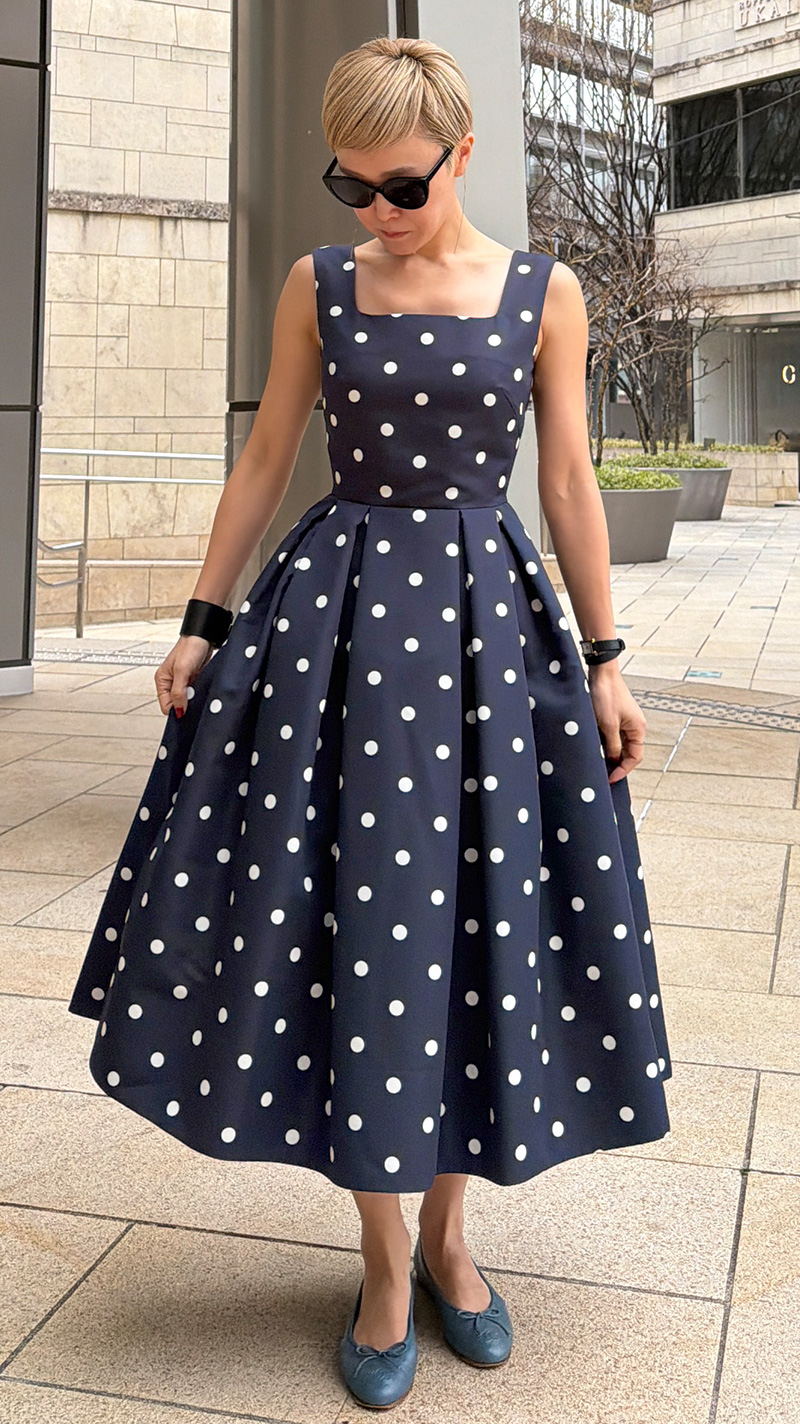 ボリュームドットワンピース（日本生地）