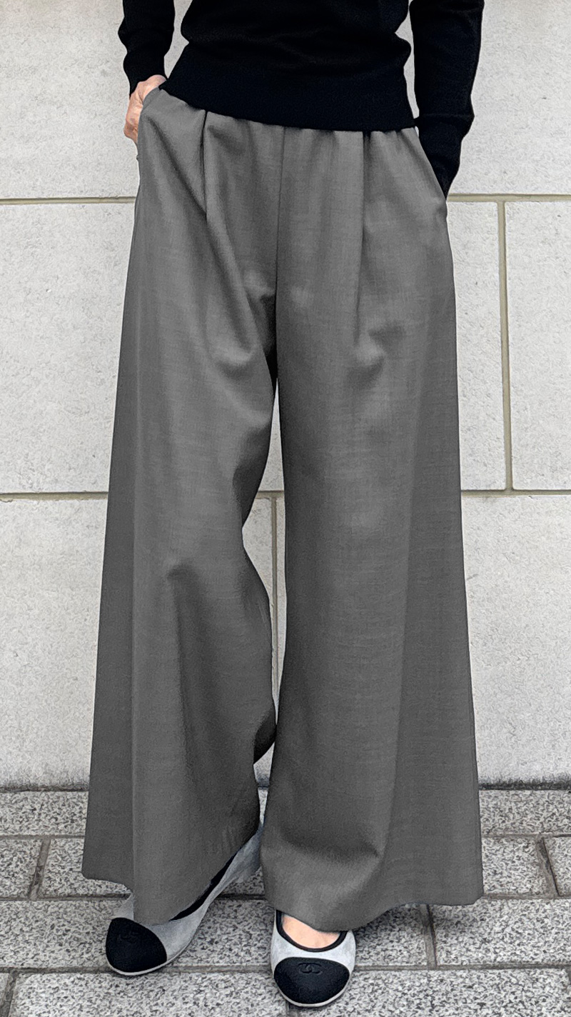 ウエストサテンパンツ（防シワ生地）