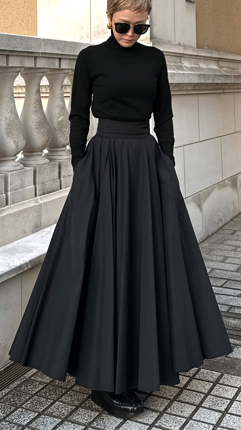 クール素材ボリュームドレススカート