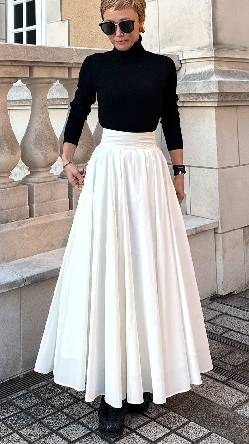 クール素材ボリュームドレススカート