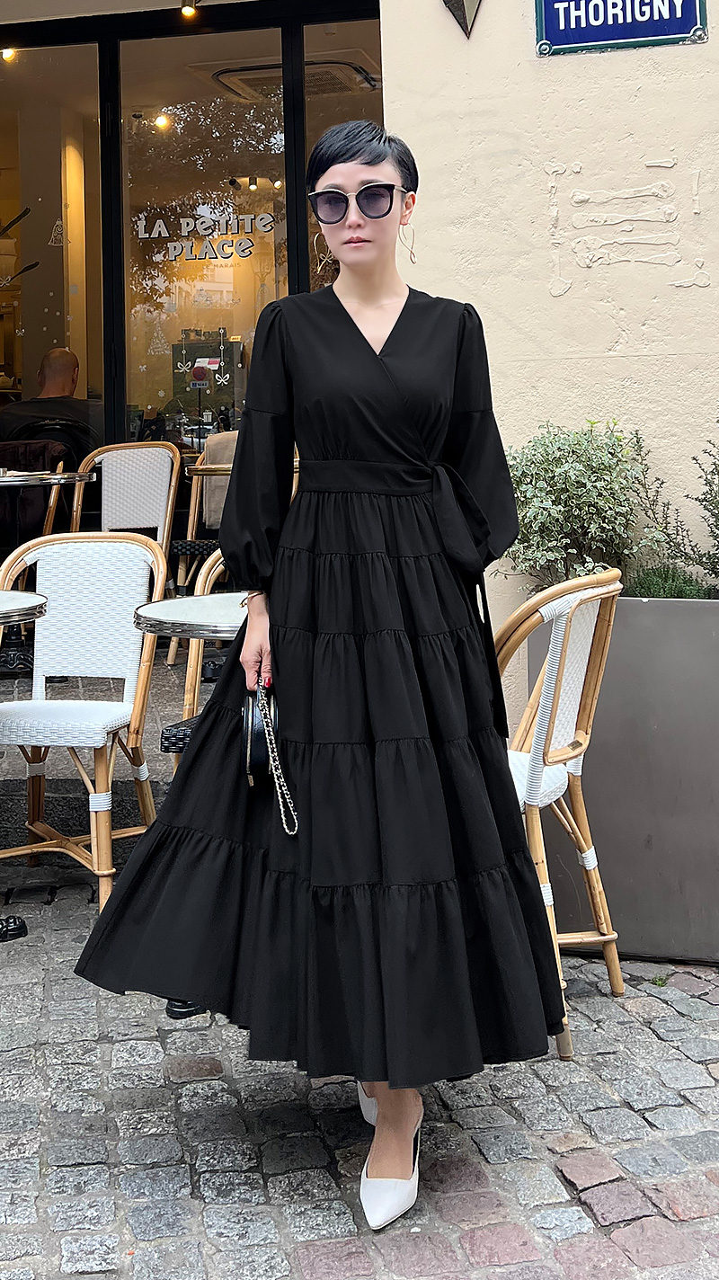 ラグジュアリー大人ティアードワンピース