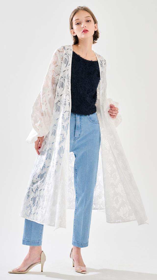 刺繍レースロングガウン