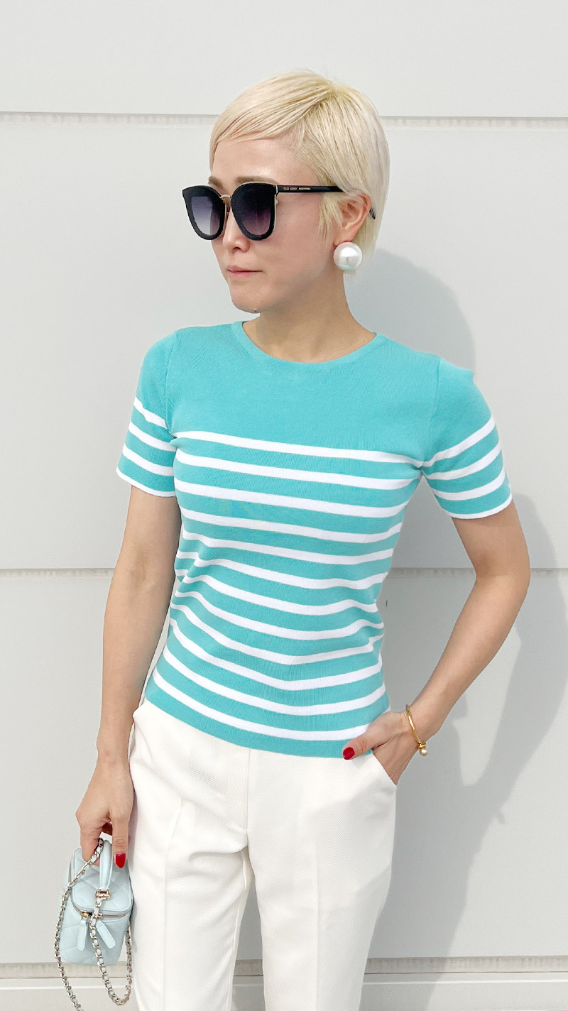 くるみボタン カラーボーダーニット｜JENNE(ジェンヌ)公式通販：パリ