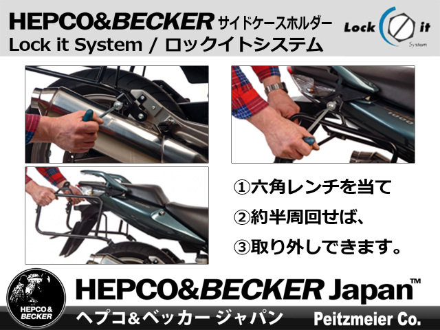 ヘプコ ベッカー サイドケースホルダー Lock It System ブラック Honda Vfr800f