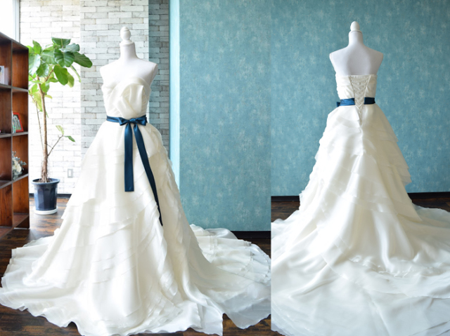 ウエディングドレス生地　サテンオーガンジー