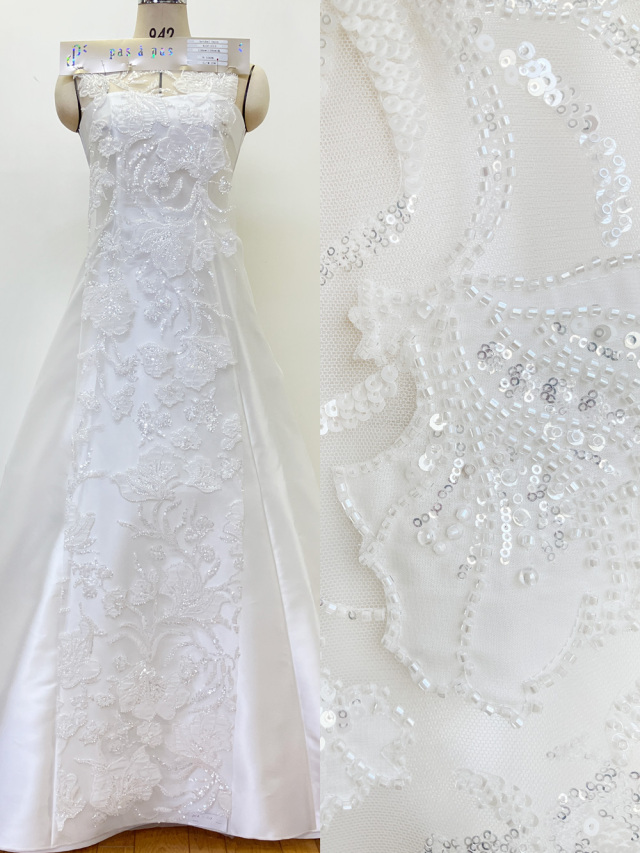 KOP013【ブライダルレース】 ナイロン100%　約138cm(レース加工部分136cm)×15yd乱