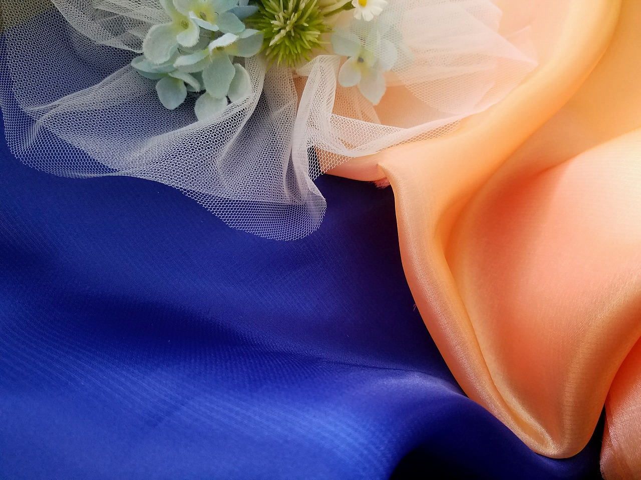 ドレス生地サテンオーガンジー