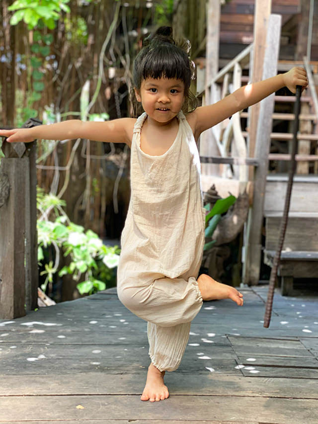 asana KIDS HEMP100% 薄手 オーバーオール・きなり