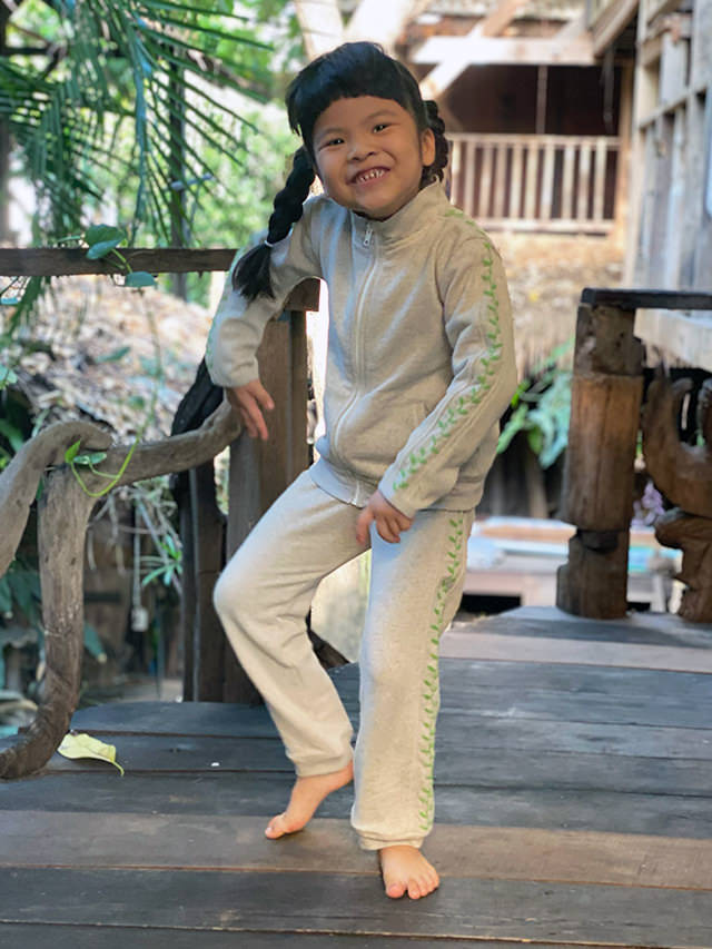 asana KIDS ヘンプコットン 厚手 ジャージ パンツ・きなり