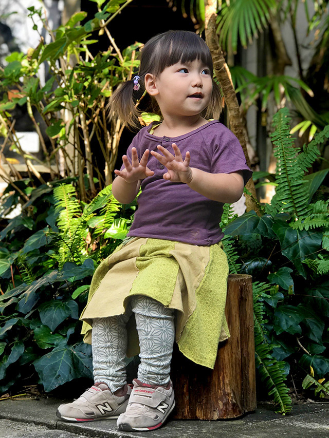 asana KIDS 麻柄プリント レギンス