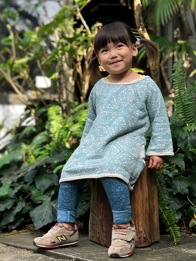 asana KIDS 麻柄プリント レギンス・草木染め