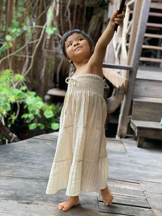 asana KIDS HEMP100% 薄手 2Way スカート・きなり