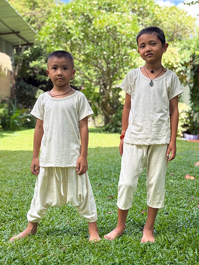 asana KIDS ヘンプコットン 薄手 ラグランTee・きなり