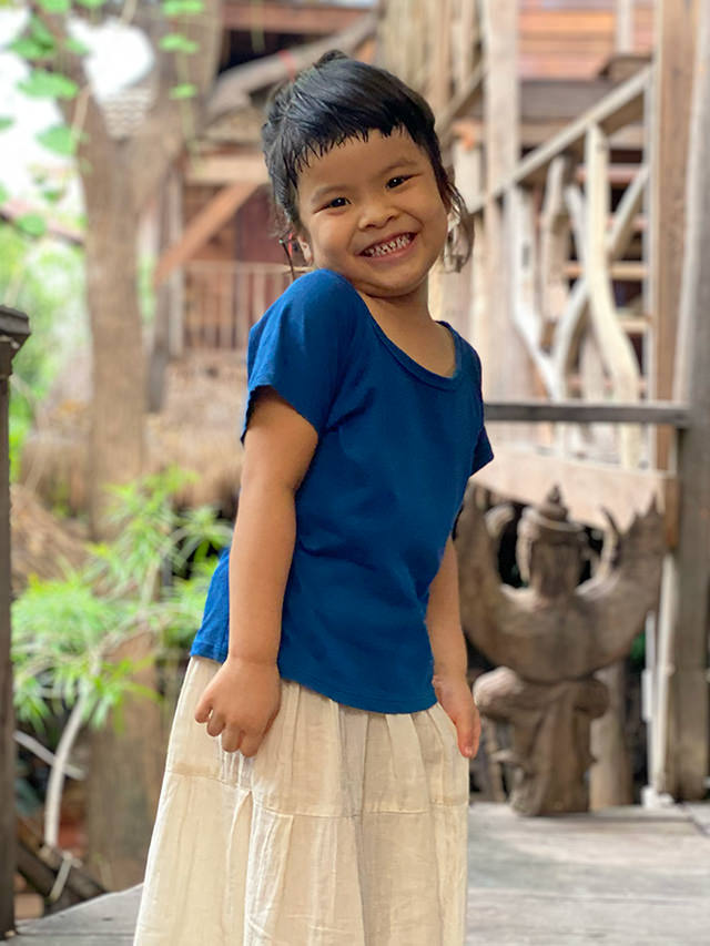 asana KIDS ヘンプコットン 薄手 ラグランTee・草木染め