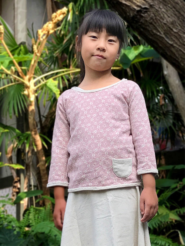 asana KIDS ふかふか 麻柄プリント トレーナー