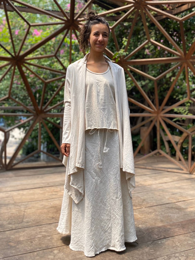 asana 麻女カーディガン・きなり