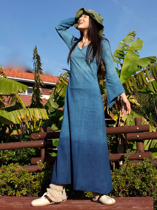 asana カシュクール風ロングワンピ・草木染め