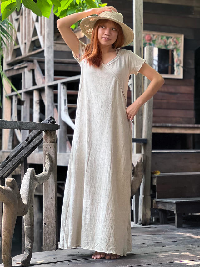 asana ヘンプコットン 厚手 ヴィーナス ワンピース・きなり