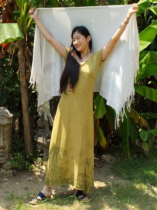 asana プリント ヴィーナス ワンピース・草木染め