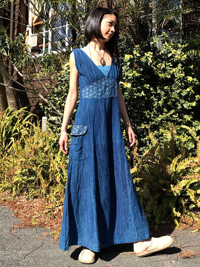 asana HEMP100% 麻柄刺繍 ナウシカ ワンピース・草木染め