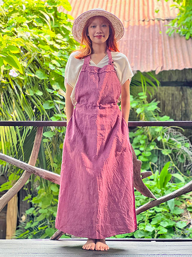 asana HEMP100% エプロン ワンピース・草木染め