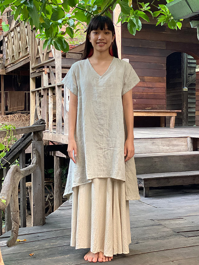 asana HEMP100% 厚手 NEW ラウンド チュニック・きなり