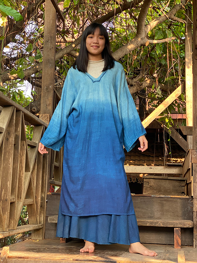 asana HEMP100% テロテロ 貫頭衣 ワンピース・草木染めグラデーション